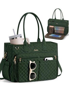 Stylish Teacher Tote Bag for Women, 15.6" Laptop Work & Computer Bag